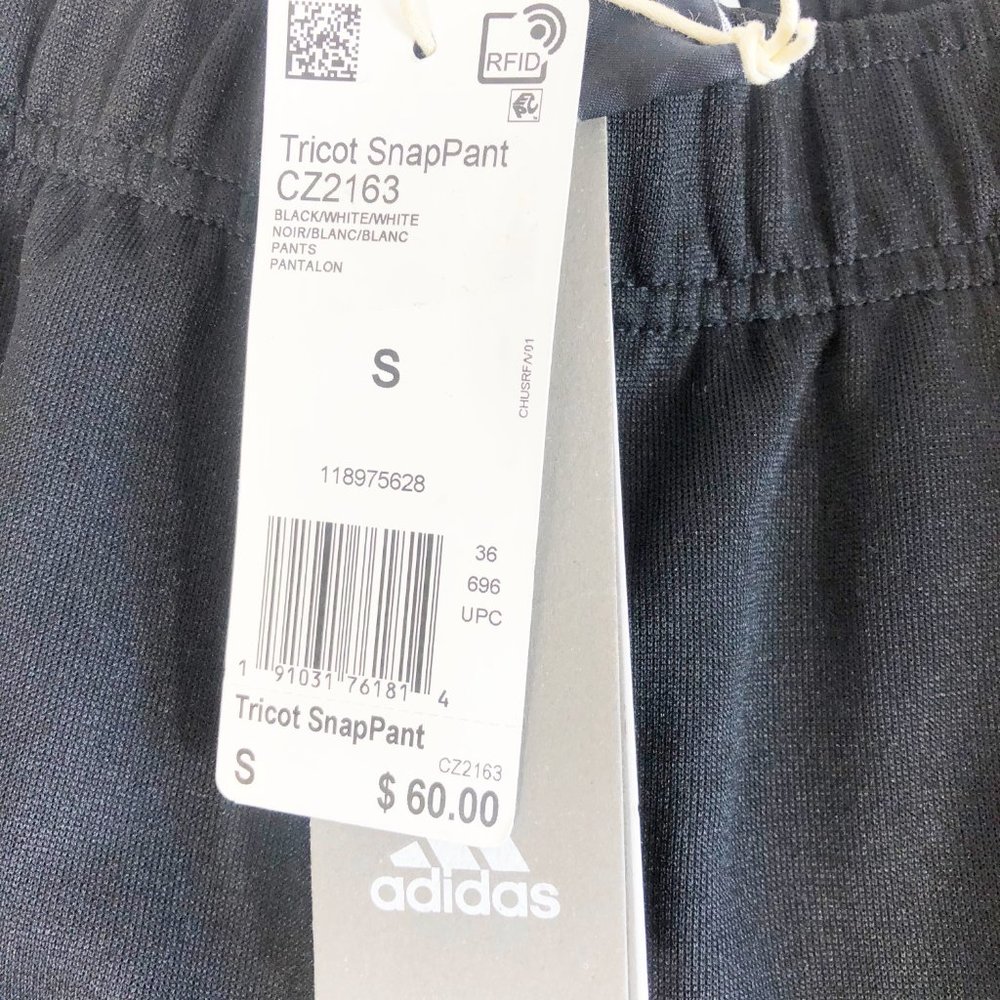 Adidas Black White Tricot SnapPant Track Pants S - Picture 2 of 8